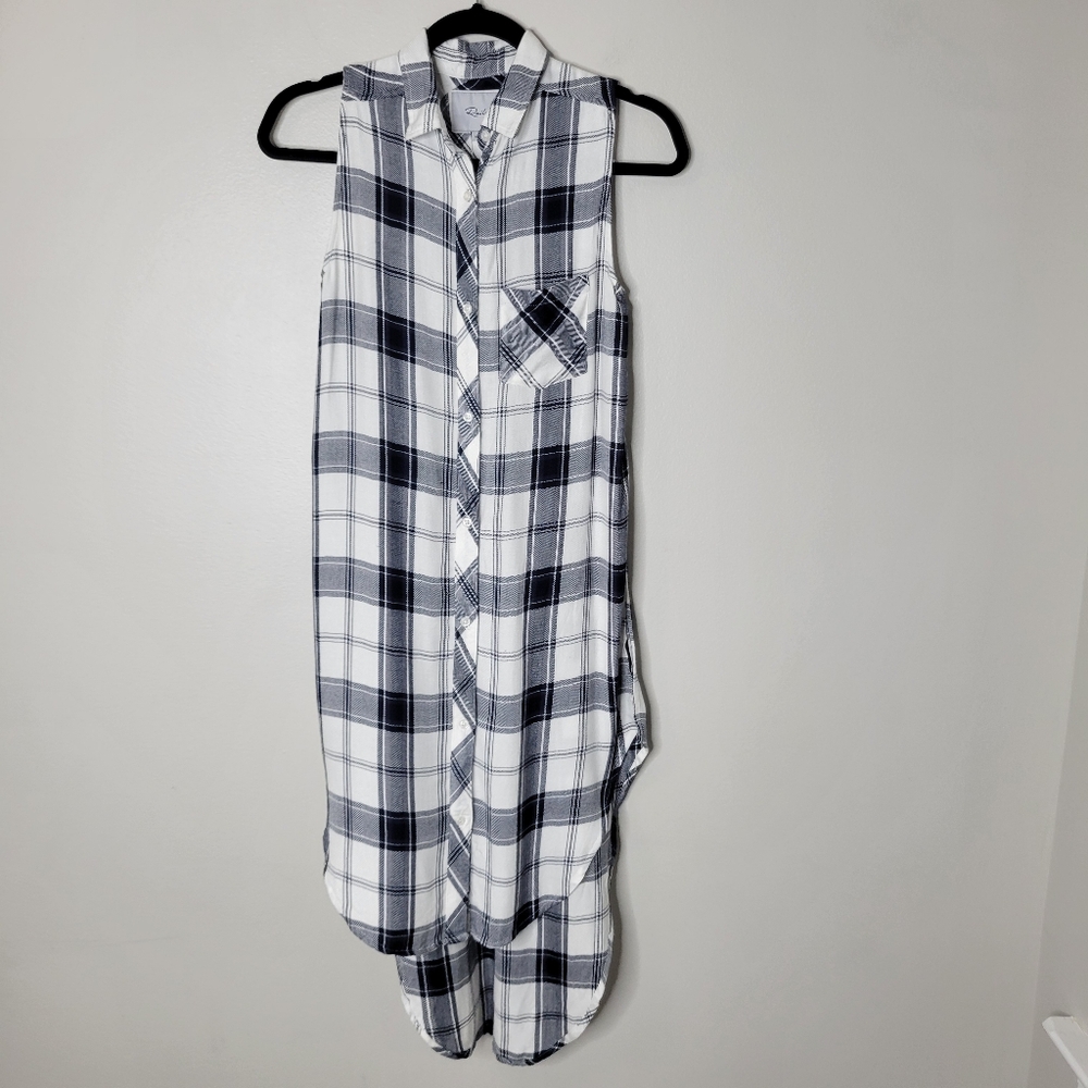Rails Sleeveless Plaid Tunic Button-Up Shirt